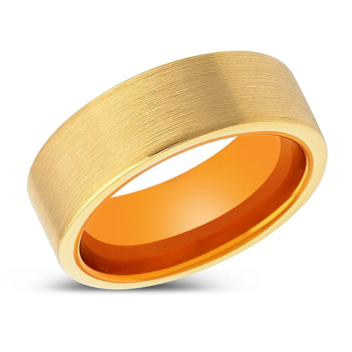 CAERLEON | Orange Ring, Gold Tungsten Ring, Brushed, Flat - Rings - Aydins Jewelry - 2
