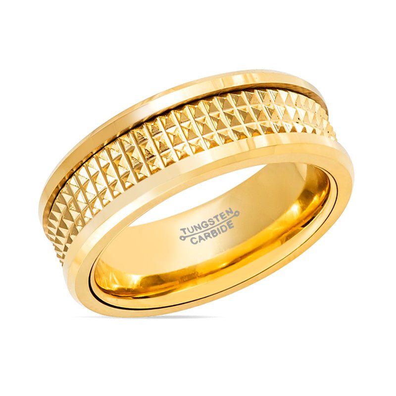 CAESAR | Tungsten Ring Yellow Gold with Jagged Center - Rings - Aydins Jewelry - 2