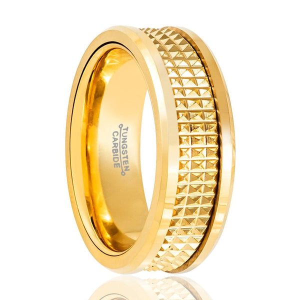 CAESAR | Tungsten Ring Yellow Gold with Jagged Center - Rings - Aydins Jewelry - 1