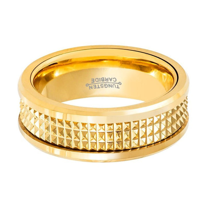 CAESAR | Tungsten Ring Yellow Gold with Jagged Center - Rings - Aydins Jewelry - 3