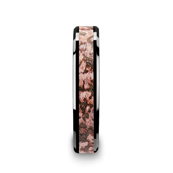 CAMBRIAN | Black Ceramic Ring, Pink Dino Bone Inlay - Rings - Aydins Jewelry - 4