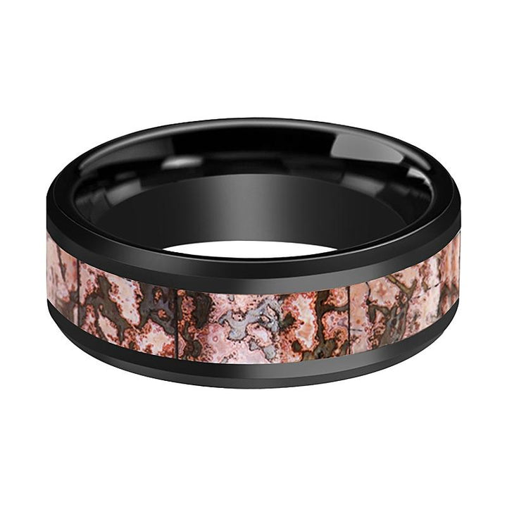 CAMBRIAN | Black Ceramic Ring, Pink Dino Bone Inlay - Rings - Aydins Jewelry - 2
