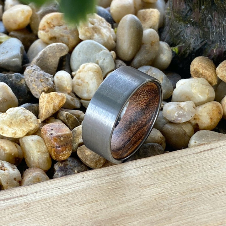 CANOLI | Bocote Wood, Silver Tungsten Ring, Brushed, Flat - Rings - Aydins Jewelry - 5