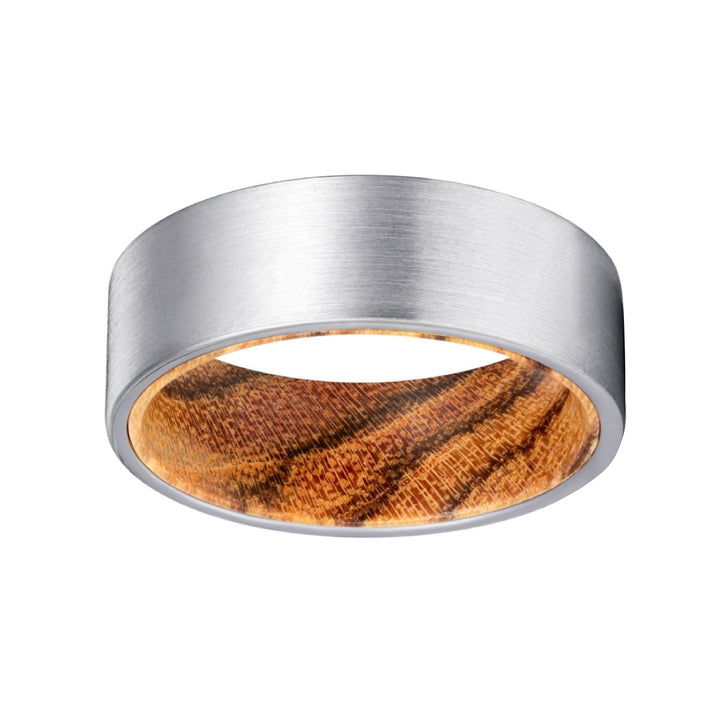 CANOLI | Bocote Wood, Silver Tungsten Ring, Brushed, Flat - Rings - Aydins Jewelry - 2