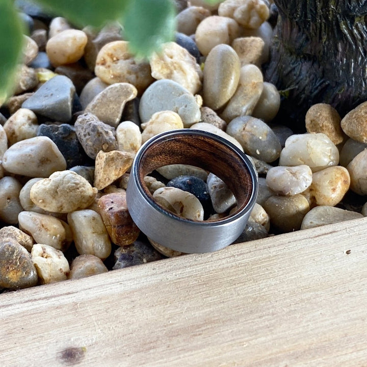 CANOLI | Bocote Wood, Silver Tungsten Ring, Brushed, Flat - Rings - Aydins Jewelry - 6