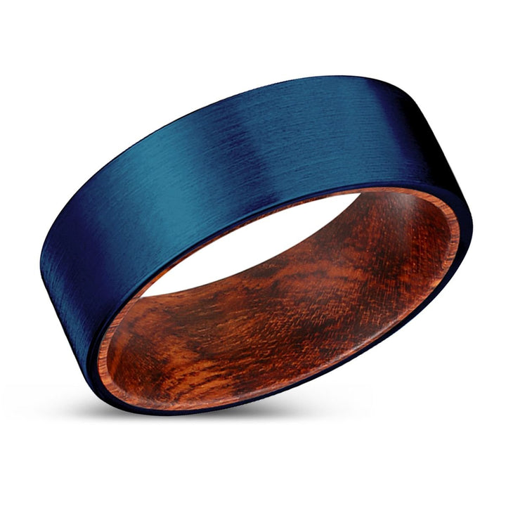 CARNAGE | Snake Wood, Blue Tungsten Ring, Brushed, Flat - Rings - Aydins Jewelry