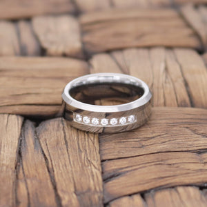 CETUS — alternate angle — men's tungsten carbide wedding ring | Aydins Jewelry