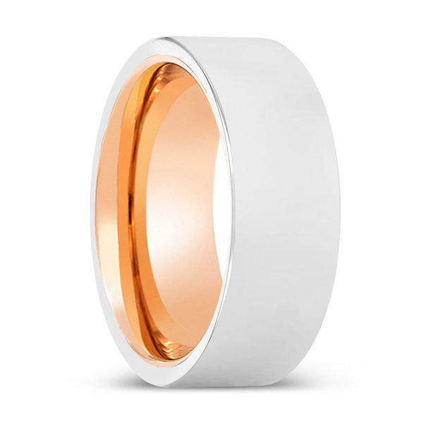 CHAPMAN | Rose Gold Ring, Silver Tungsten Ring, Shiny, Flat - Rings - Aydins Jewelry