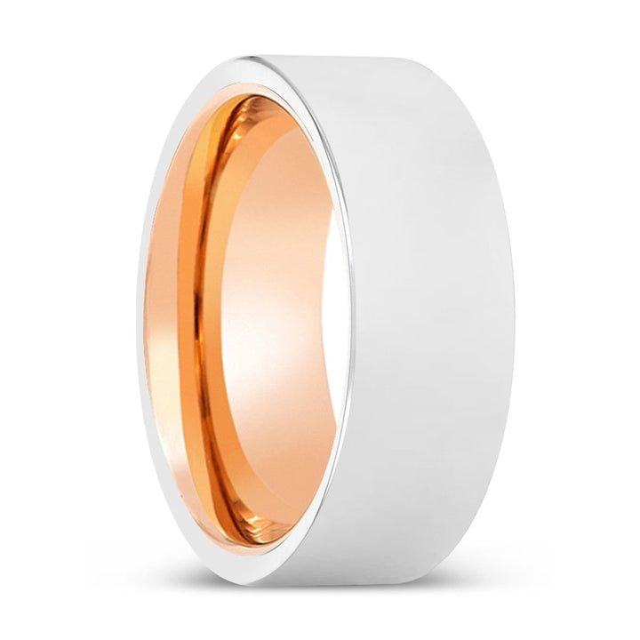 CHAPMAN | Rose Gold Ring, Silver Tungsten Ring, Shiny, Flat - Rings - Aydins Jewelry - 1