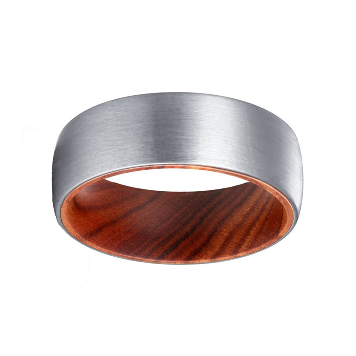 CHOPPER | Iron Wood, Silver Tungsten Ring, Brushed, Domed - Rings - Aydins Jewelry - 2
