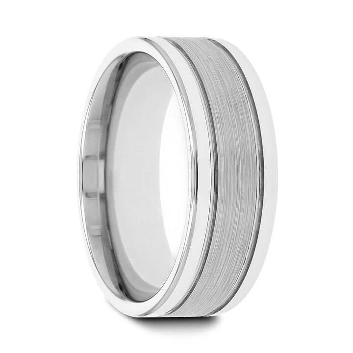 CHRONOS | Tungsten Ring Dual Offset Grooves & Brushed - Rings - Aydins Jewelry - 1