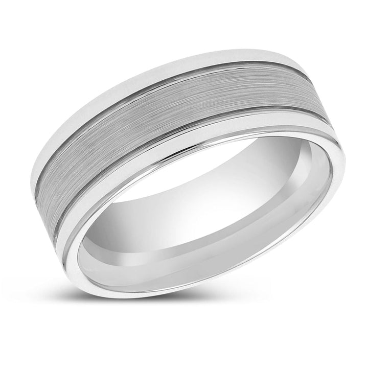 CHRONOS | Tungsten Ring, Offset Grooves Ring, Polished Edges - Rings - Aydins Jewelry - 2
