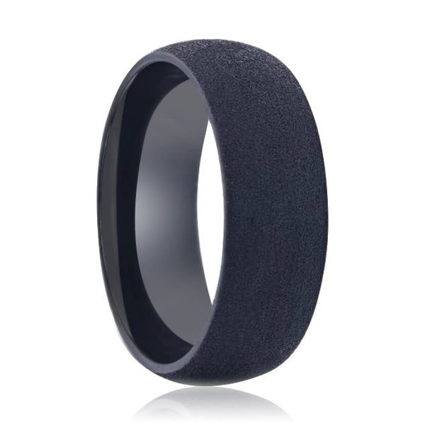 CIMMERIAN | Black Titanium Ring, Shiny, Domed - Rings - Aydins Jewelry