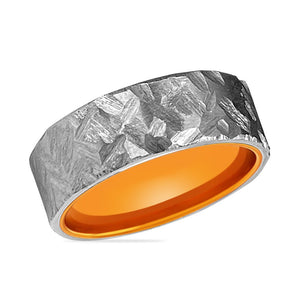 CITRUS | Orange Ring, Silver Titanium Ring, Hammered, Flat - Rings - Aydins Jewelry - 2