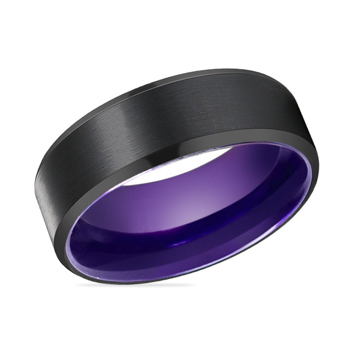 CLEMATIS | Purple Ring, Black Tungsten Ring, Brushed, Beveled - Rings - Aydins Jewelry - 2