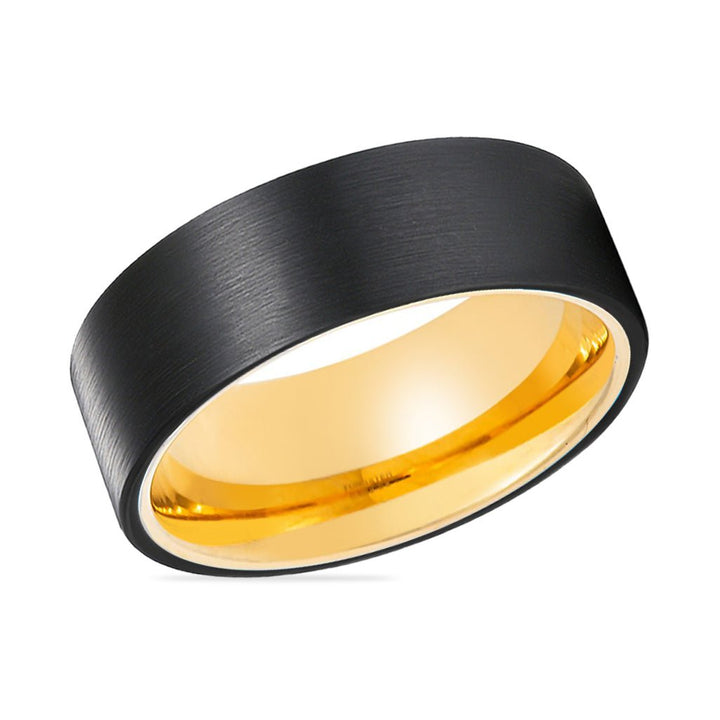 CLEO | Gold Tungsten Ring Black Brushed Flat - Rings - Aydins Jewelry - 2