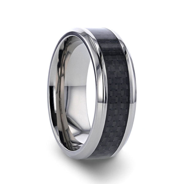 COLOSSEUM | Silver Titanium Ring, Black Carbon Fiber - Rings - Aydins Jewelry