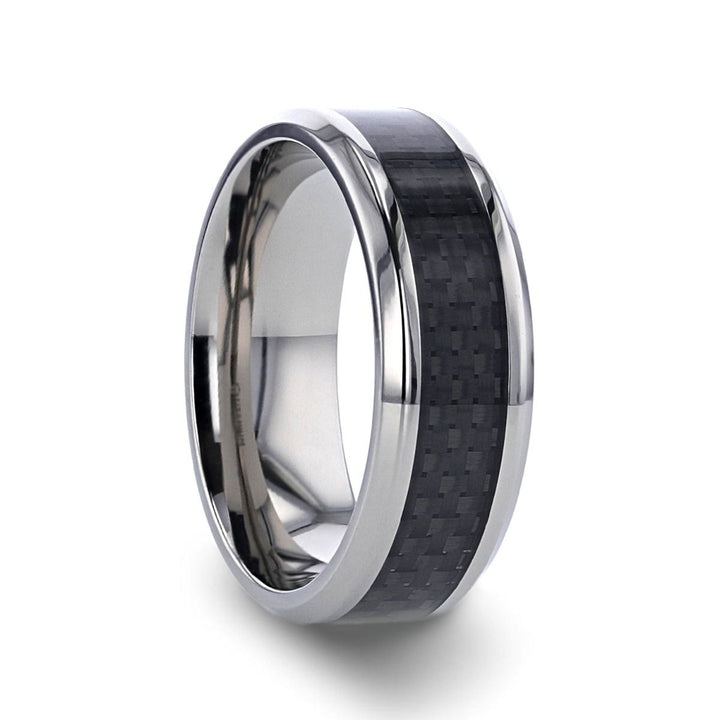 COLOSSEUM | Silver Titanium Ring, Black Carbon Fiber - Rings - Aydins Jewelry - 1
