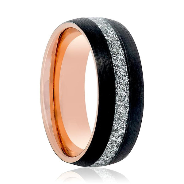 COMET | Tungsten Ring Black with Meteorite Inlay - Rings - Aydins Jewelry