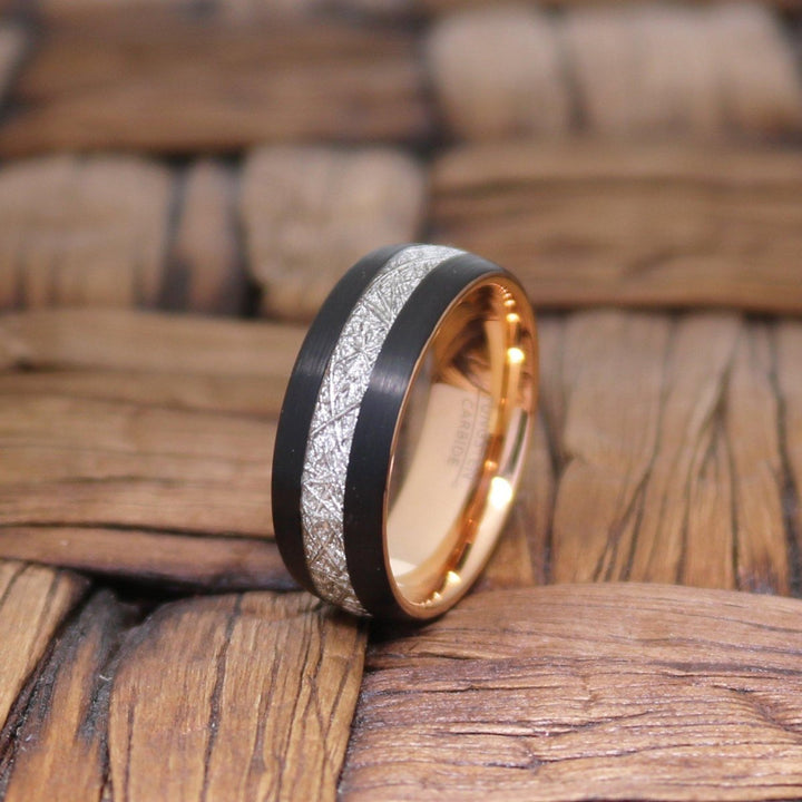 COMET | Tungsten Ring Black with Meteorite Inlay - Rings - Aydins Jewelry