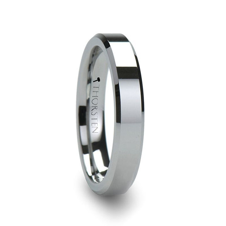 CORINTHIAN | Silver Tungsten Ring, Shiny, Beveled, 4mm, 6mm, 8mm - Rings - Aydins Jewelry - 1