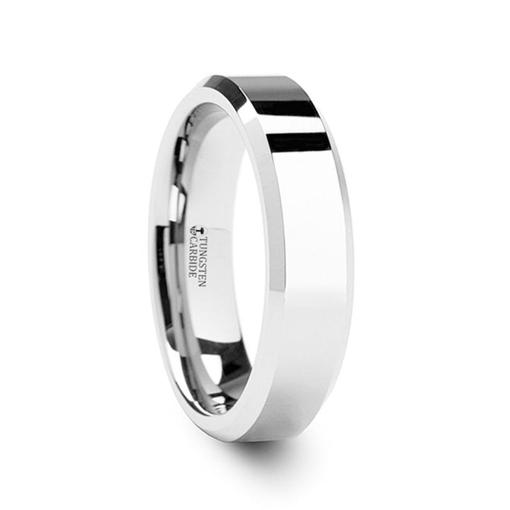 CORINTHIAN | Silver Tungsten Ring, Shiny, Beveled, 4mm, 6mm, 8mm - Rings - Aydins Jewelry - 2