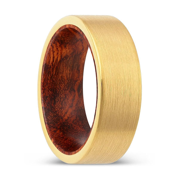 COURLYN | Snake Wood, Gold Tungsten Ring, Brushed, Flat - Rings - Aydins Jewelry - 1