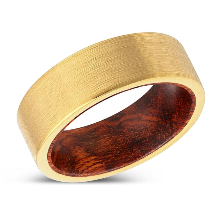 COURLYN | Snake Wood, Gold Tungsten Ring, Brushed, Flat - Rings - Aydins Jewelry - 2