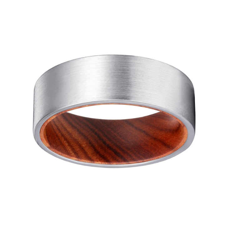 COVE | Iron Wood, Silver Tungsten Ring, Brushed, Flat - Rings - Aydins Jewelry - 2