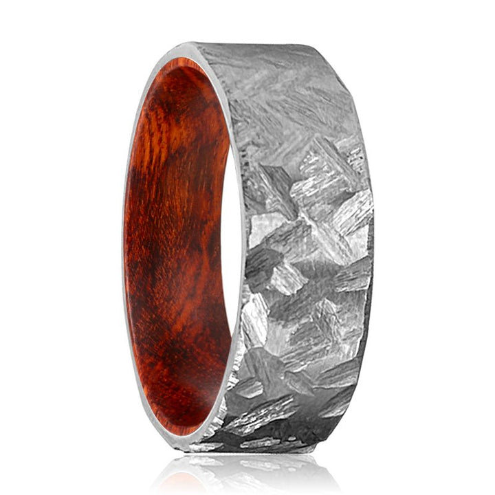 CRAWLEY | Snake Wood, Silver Titanium Ring, Hammered, Flat - Rings - Aydins Jewelry
