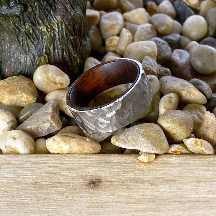 CRAWLEY | Snake Wood, Silver Titanium Ring, Hammered, Flat - Rings - Aydins Jewelry - 6