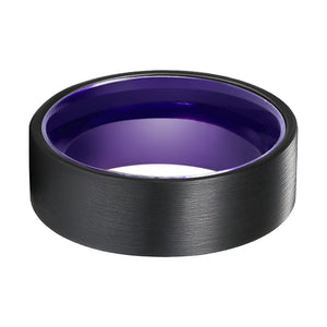 CROCUS | Purple Ring, Black Flat Brushed Tungsten Ring - Rings - Aydins Jewelry - 2