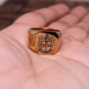 Custom Logo Laser Engraved Signet Ring Gold Silver Black - Signet Rings - Aydins Jewelry - 2