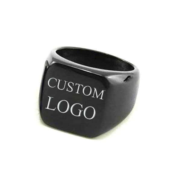 Custom Logo Laser Engraved Signet Ring Gold Silver Black - Signet Rings - Aydins Jewelry - 6
