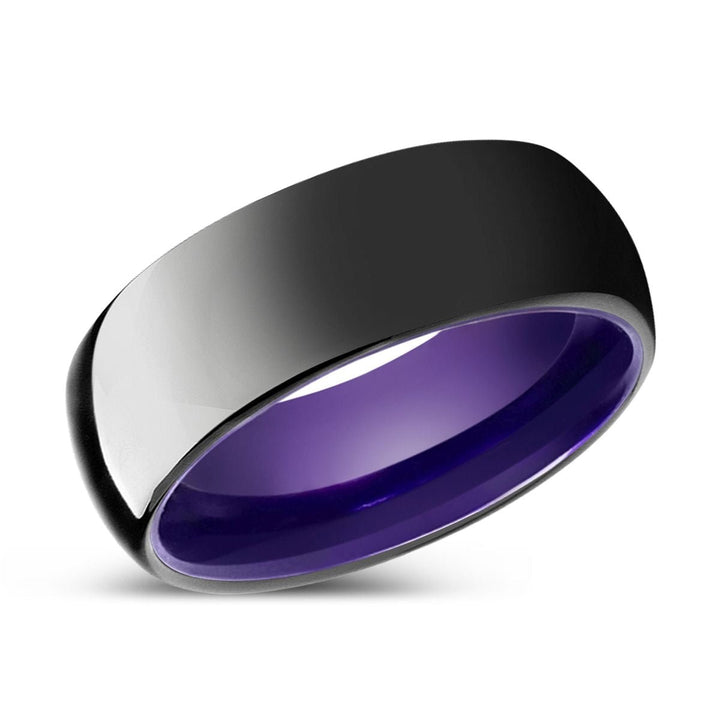 DAUER | Purple Ring, Black Tungsten Ring, Shiny, Domed - Rings - Aydins Jewelry - 2