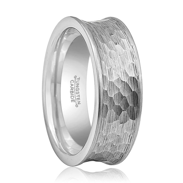 DECIUS | Silver Tungsten Ring, Hammered, Concave - Rings - Aydins Jewelry - 1