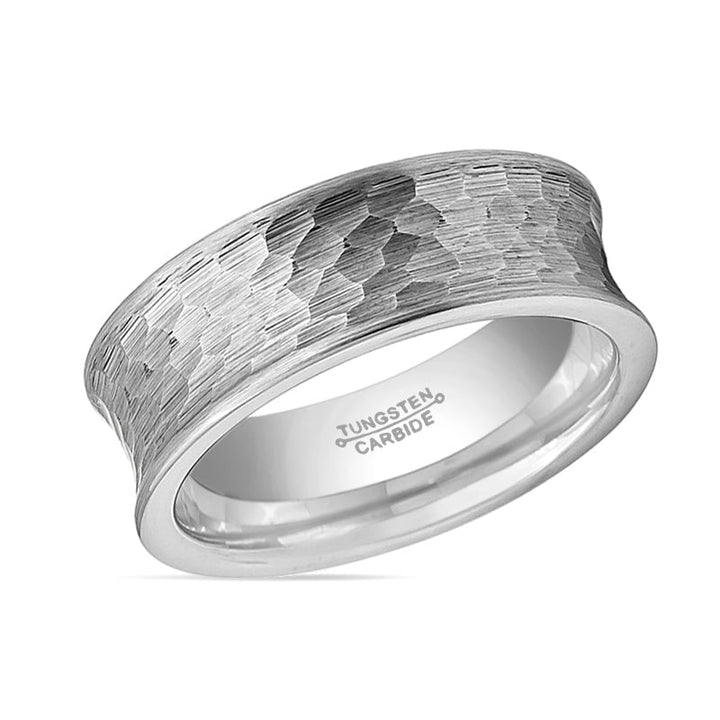 DECIUS | Silver Tungsten Ring, Hammered, Concave - Rings - Aydins Jewelry - 2