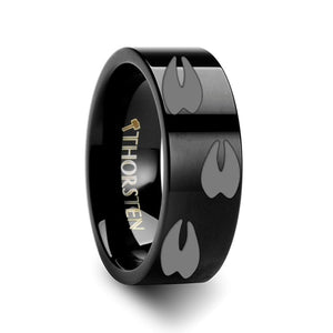 Deer Print Animal Track Engraved Flat Tungsten Cou Tungsten Carbide men's wedding band, image 2