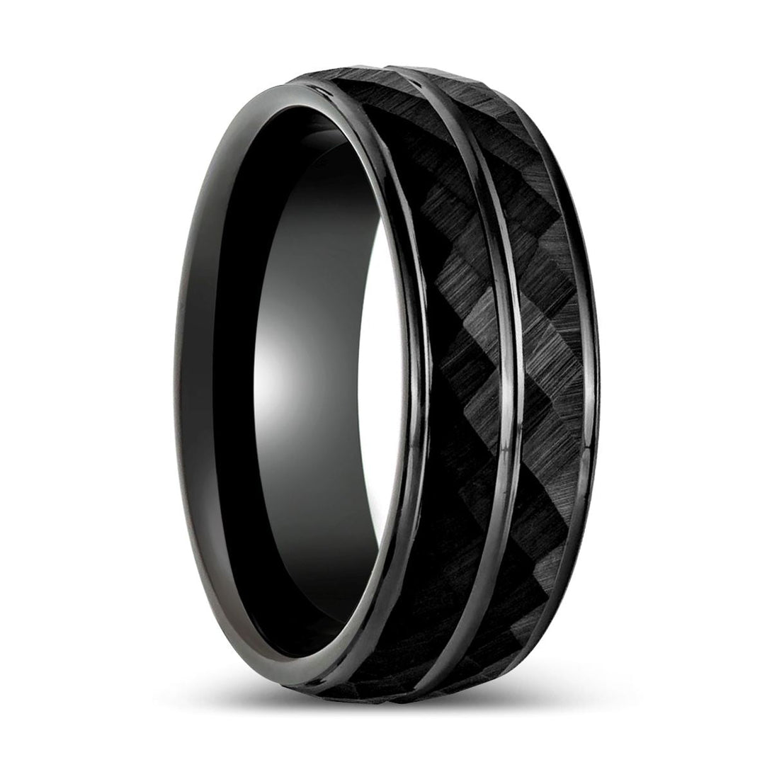 DEIMOS | Black Tungsten Ring Diamond Finish - Rings - Aydins Jewelry - 1