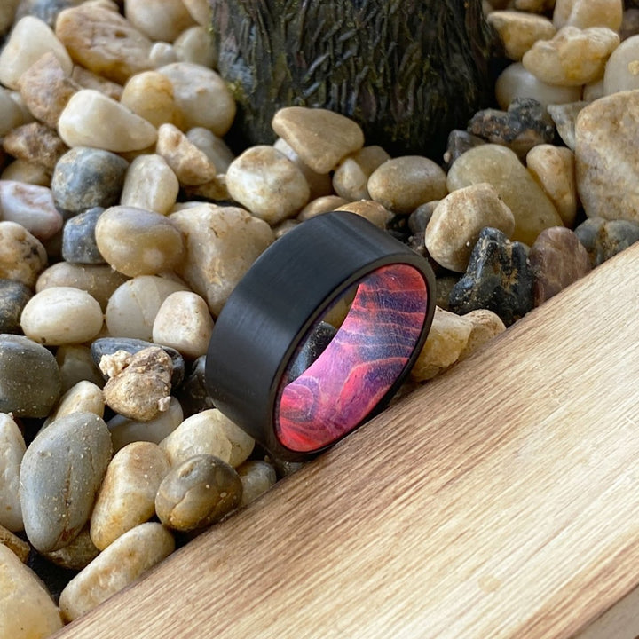 DESTROYER | Blue and Red Wood, Black Flat Brushed Tungsten - Rings - Aydins Jewelry - 5