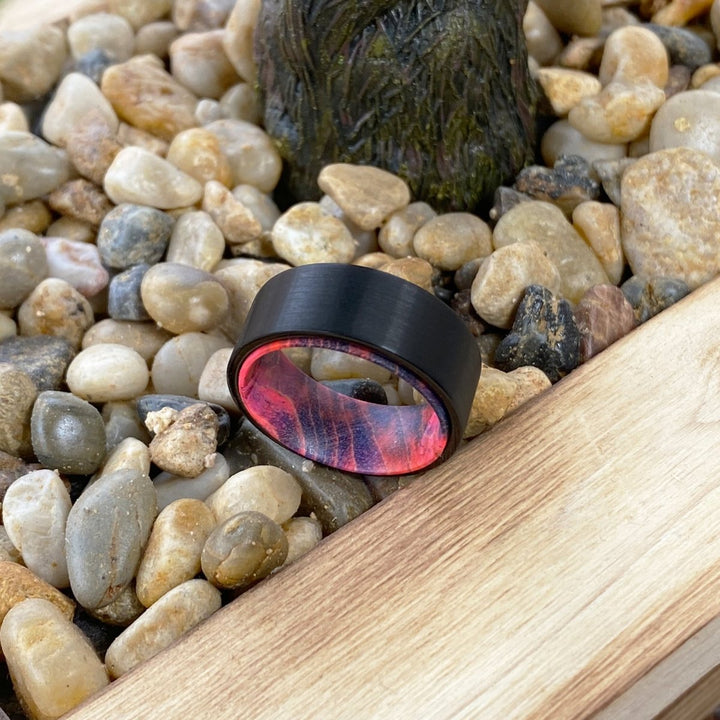 DESTROYER | Blue and Red Wood, Black Flat Brushed Tungsten - Rings - Aydins Jewelry - 6
