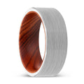 DIESEL | IRON Wood, White Tungsten Ring, Brushed, Flat - Rings - Aydins Jewelry - 1