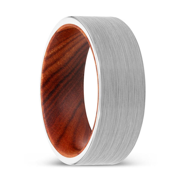 DIESEL | IRON Wood, White Tungsten Ring, Brushed, Flat - Rings - Aydins Jewelry