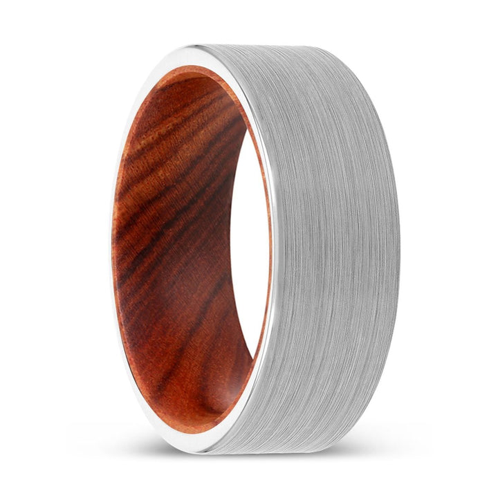 DIESEL | IRON Wood, White Tungsten Ring, Brushed, Flat - Rings - Aydins Jewelry - 1