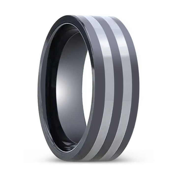 DIPLO | Ceramic Ring, Tungsten Inlay, Flat Polished Edges - Rings - Aydins Jewelry - 1