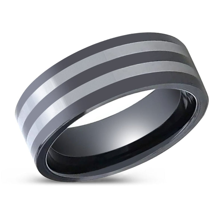 DIPLO | Ceramic Ring, Tungsten Inlay, Flat Polished Edges - Rings - Aydins Jewelry - 2