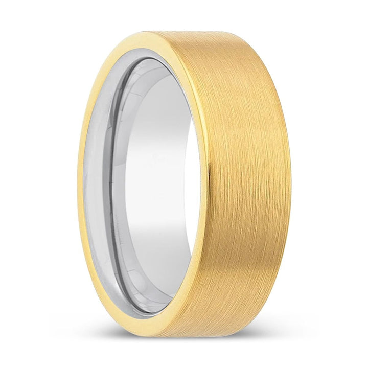 DOMBURTON | Silver Ring, Gold Tungsten Ring, Brushed, Flat - Rings - Aydins Jewelry - 1