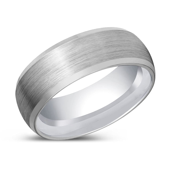 DOMESCAPE | Silver Tungsten Ring, Brushed, Domed, Beveled - Rings - Aydins Jewelry - 2