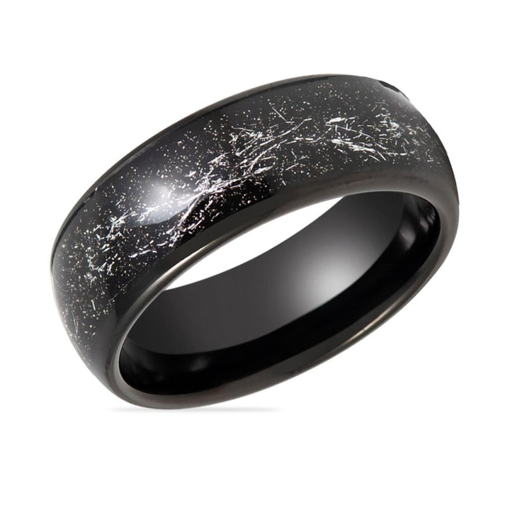 DOMINATOR | Black Tungsten Ring, Black Meteorite Inlay, Domed - Rings - Aydins Jewelry - 2