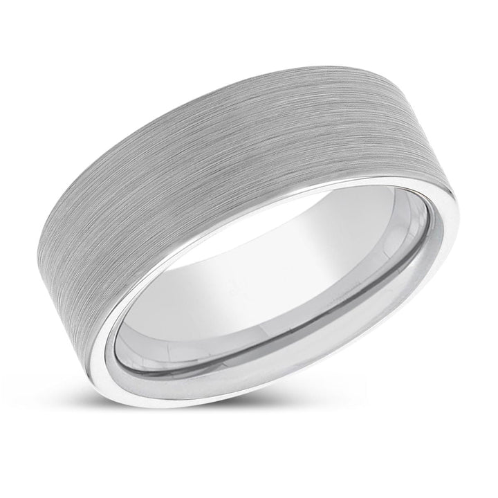 DOMINIK | Silver Ring, White Tungsten Ring, Brushed, Flat - Rings - Aydins Jewelry - 2